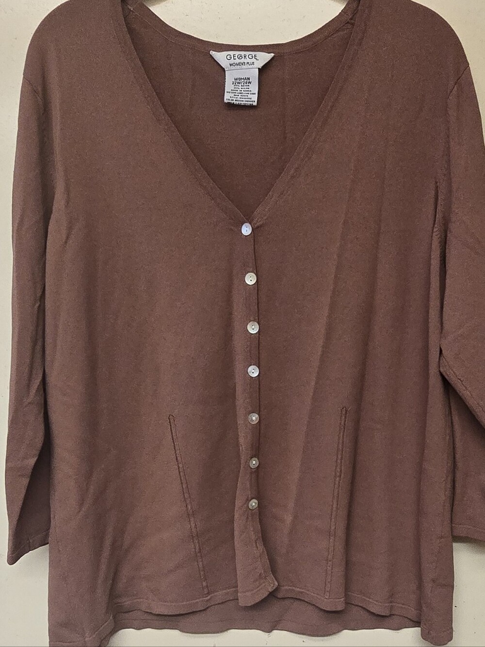George Woman's Brown V-Neck Button-Front Top